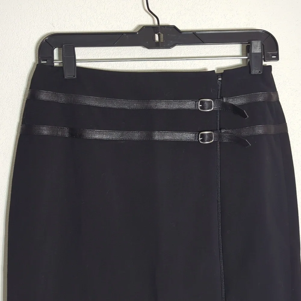 The Limited Black Pencil Skirt with Double Buckle Detail Size 4 - Picture 2 of 8